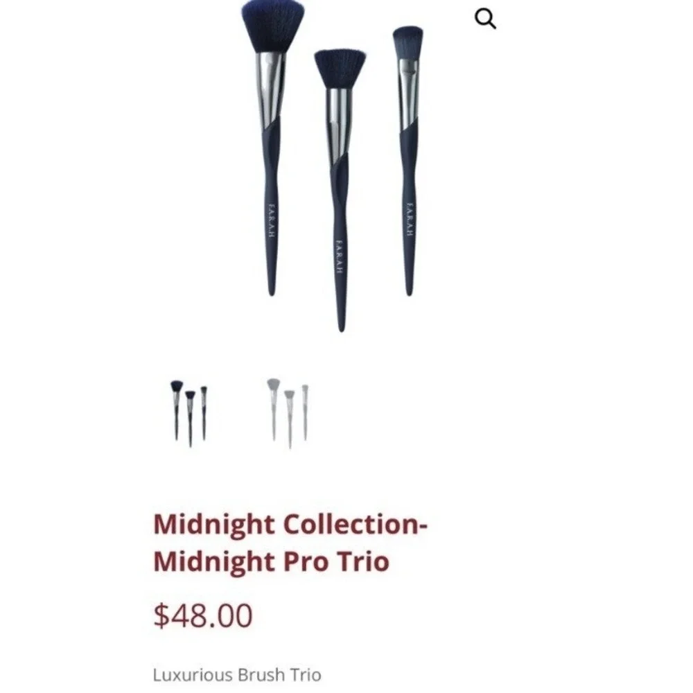 FARAH‎ F.A.R.A.H. Midnight Collection Pro Trio Brush Set 100% Vegan NEW